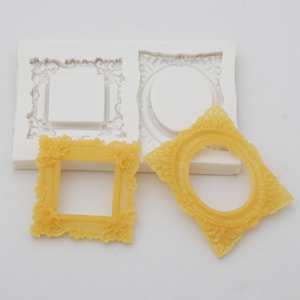 2-Cavity Silicone Square/Rectangle Cameo Setting Frame Mold Diy Chocolate Mold Cake Decoration Mold Resin Baking Tool 1 Piece 10395951