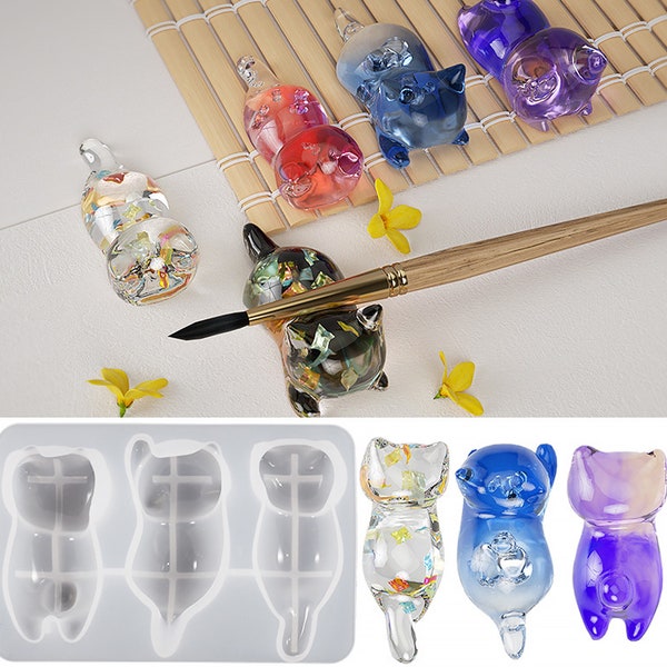 1PC Silicone 3D Cat Mold multifunctional chopstick holders, spoon holders, pen holders, epoxy resin cat ornament mold 10416550