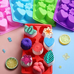 8-Cavity Silicone Soap Mold Pink Flowers and Plants Resin Mold Candle Mold Clay Mould DIY Craft Tool 10350850