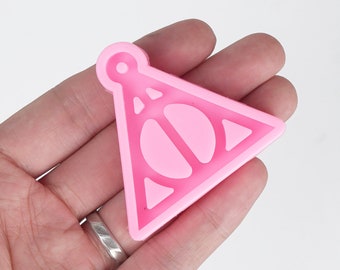 1 piece Mirror Surface Silicone Keychain Mold Triangle H Potter Logo Mold 10338650