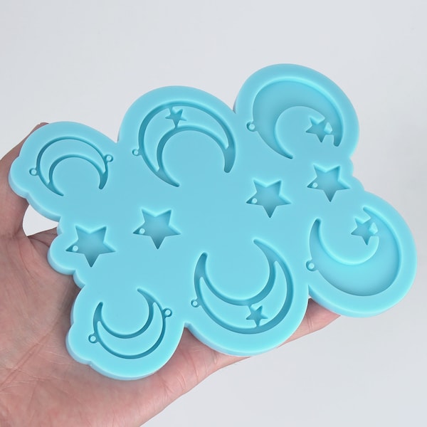 1 Piece Moon Star Silicone Earring Mold | Resin Mold | Epoxy Mold | Silicone Mold 10340550