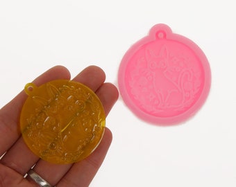 1 pezzo in silicone gatto portachiavi stampo rotondo in resina portachiavi stampo fai-da-te resina artigianale craft 10365050