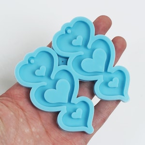 1 Piece Silicone Heart-in-Heart Dangle Earring Mold DIY Earring Mold Silicone Mold For Epoxy Resin 10358953