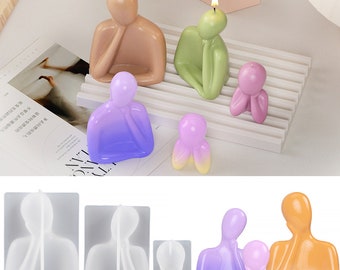 1pc Family Abstract Body Silicone Mold for concrete Thinker Portrait candle for Handmade Gift Making Plaster Mould Home Decor 104167
