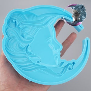 1PC Silicone Moon Girl&#39;s Face Mold for resin, home wall decoration mold, hanging decoration mold 10410950