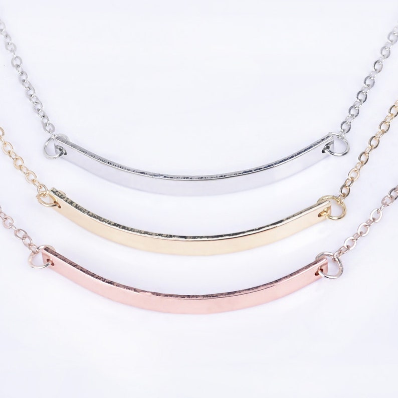 Personalized Necklace For Women Bridesmaid Gift necklace,bending bar,Silver Initial Necklace,Gold Disc Necklace-1046