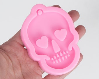 1 Piece Silicone Skull Mold With Keychain Hole DIY Resin Keychain Halloween Gift 10335850