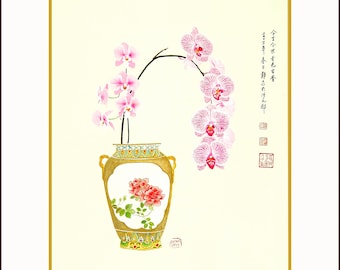 213 orchid in vase, print
