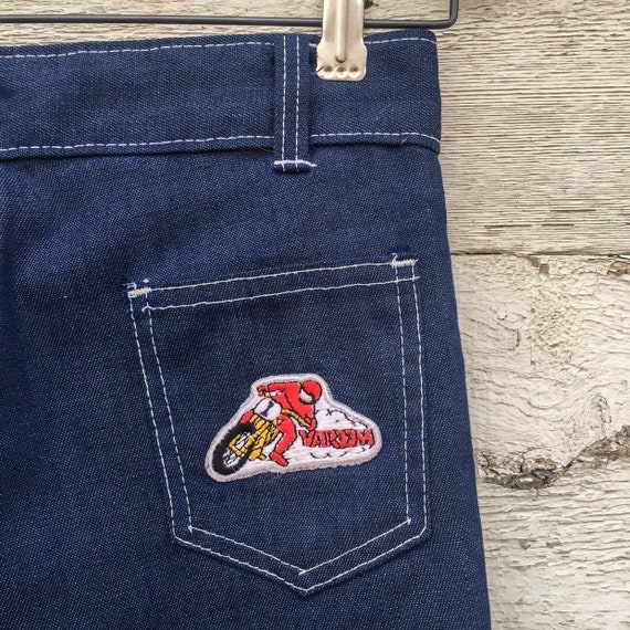 70's dark wash patched denim • XS / S • 27