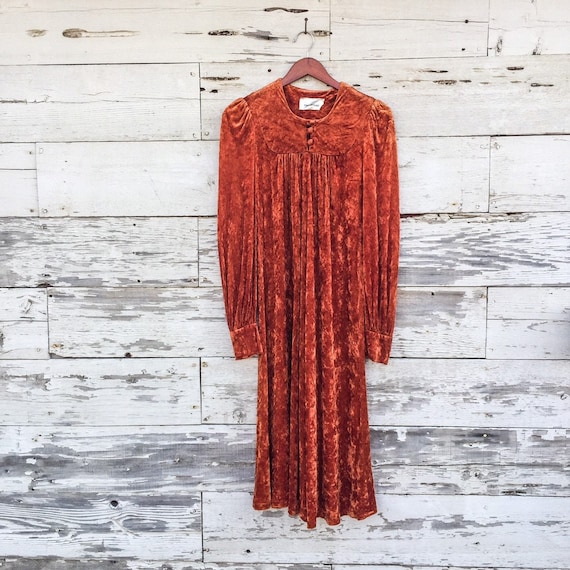 70's crushed velvet dress • S / M