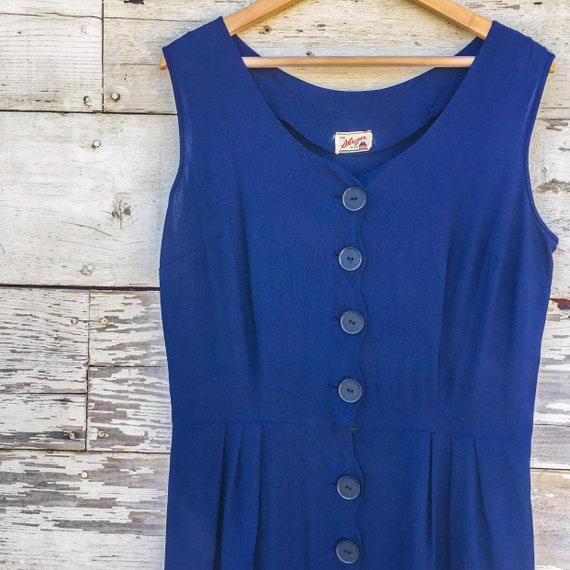 40's / 50's scalloped sun dress with pockets • L /