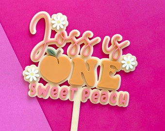 Sweet peach cake topper / peachy acrylic birthday topper / custom cake topper