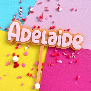 ACRYLIC name cake topper / custom SINGLE NAME cake topper / bubble type  font  / double layer acrylic