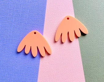 Acrylic earring pieces 30mm earring blanks / fan design earring pieces / plain acrylic / 1 set (2pcs)