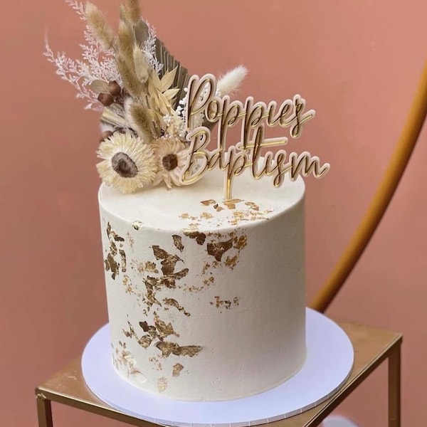 Acrylic cake topper - custom name baptism cake topper