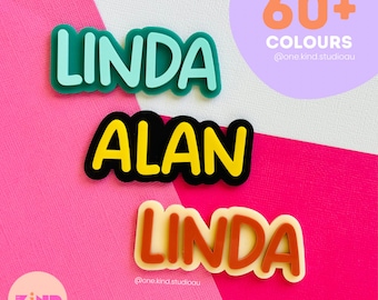 Fun work Name badge 3D letters / teacher /  nurse / specialist badge / personalised name tag / block font