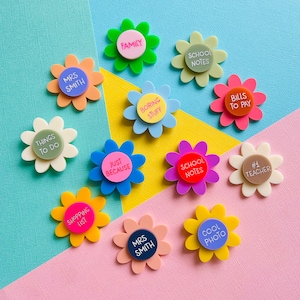 Custom made Flower power fridge magnets / teacher gifts / personalised Christmas gift / daisy magnets