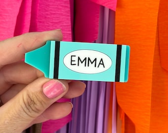 Name badge / coloured crayon custom work badge