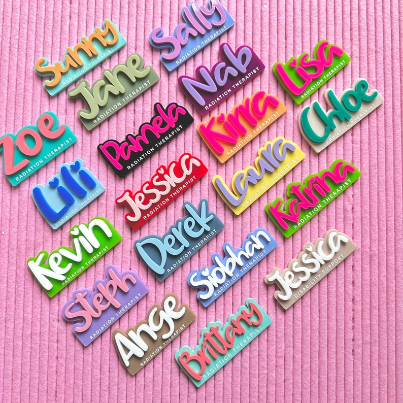 Personalised work name badge 3D letters / custom name teacher nurse occupation nurse badge image 3