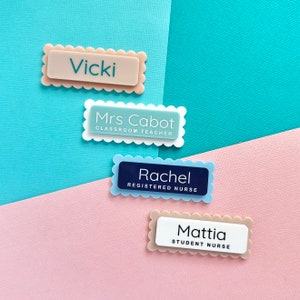 Name badge / scallop edge nurse teacher name badges / custom made