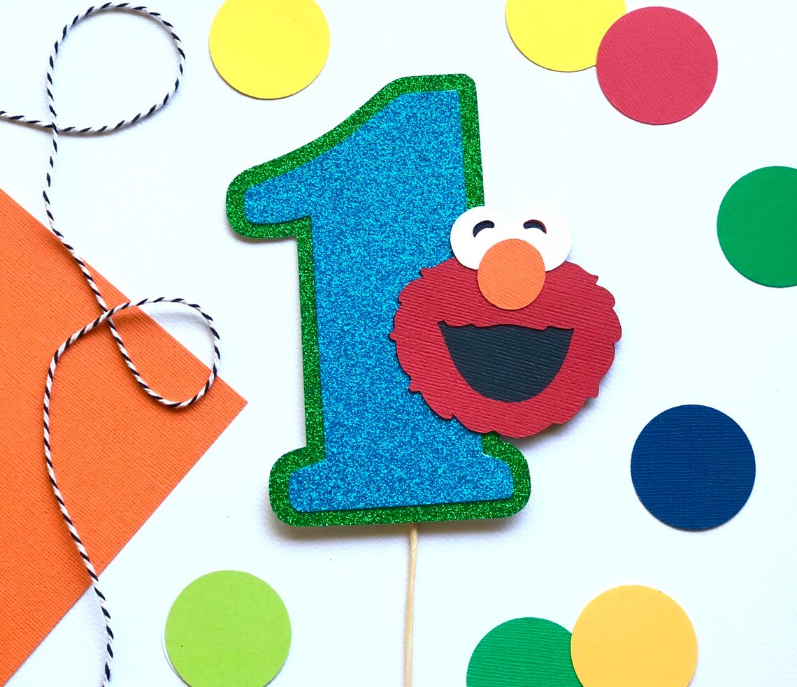 Elmo inspired Cake topper with number / Sesame Street