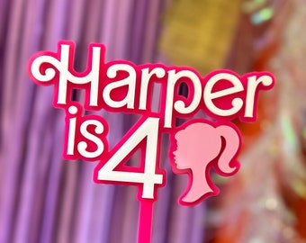 Barbie Style Number Cake Topper - Customizable Birthday Decoration ...
