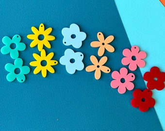 RANDOM 30mm acrylic daisy SETS earring blanks / (6 sets) earring blanks / 2mm holes /