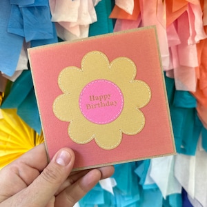 Daisy flower power birthday card / handmade birthday card/ happy birthday card