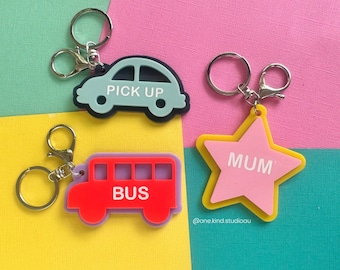 School bag tag / school reminder bag tag bus pick up custom made