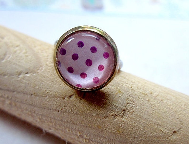Points Ring Kids 14 mm gold pink pink dotted Children/'s jewelry girls ring children Girls adjustable adjustable