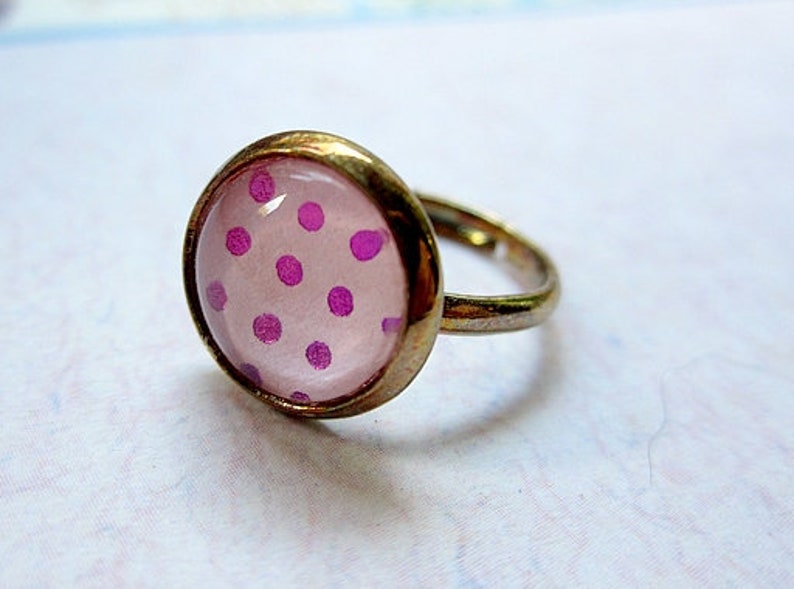 Points Ring Kids 14 mm gold pink pink dotted Children/'s jewelry girls ring children Girls adjustable adjustable