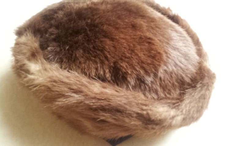 Vintage coat hat 1980s natural fur Winter hat Gift for her