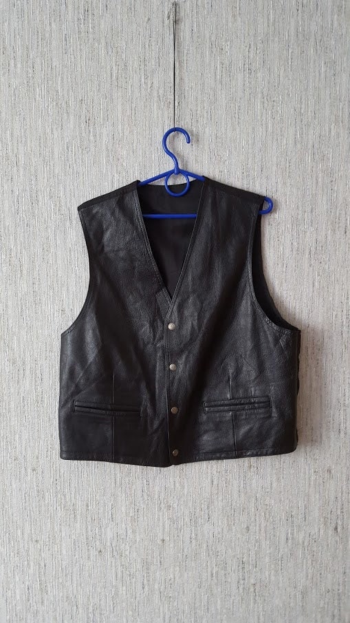Vintage Mens Vest Genuine Leather Black Made in India - Etsy