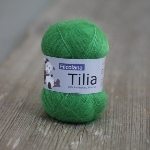 Filcolana TILIA Kid Silk 25g Kid Mohair Lace hilo de peso Color 279 Juicy Green