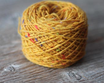 Hilo de tweed merino Donegal, amarillo mostaza, color lana irlandesa 5568 RICITOS DE ORO