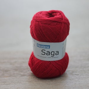 Filcolana Saga 50g Color 100% virgin wool 120 Carmine bright red