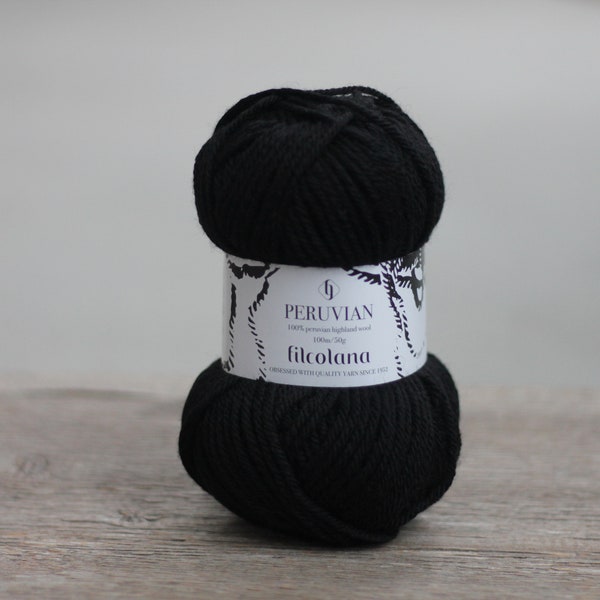 Filcolana PERUVIAN Highland wool 50g Color 102 Black 100% virgin wool