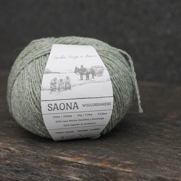 WoolDreamers Saona wool with cotton yarn color Groen light green