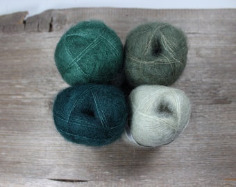 Filcolana Tilia Kid Mohair Silk Yarn: Lace Weight, Green Tones (25g)