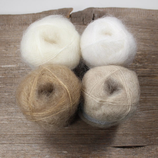 Filcolana TILIA Kid Silk 25g Kid Mohair Lace Wolle Farbe 100 Schneeweiß 101 Naturweiß 336 Latte