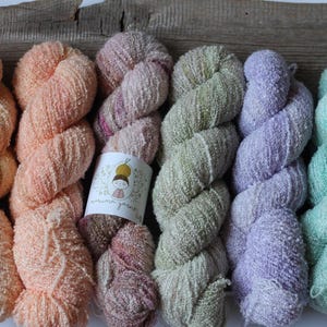 Hand dyed Silky boucle yarn