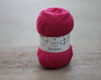 Filcolana Saga 50g Color 100% virgin wool 131 Dragon Fruit bright pink wool yarn