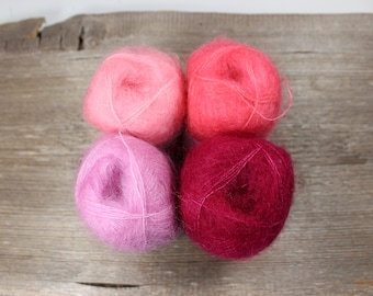 Filcolana Tilia Kid Mohair Silk Yarn, Lace Weight 25g - Pink Tones