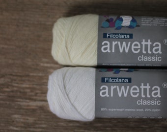 Filcolana Arwetta Classic 50g 4ply Sock yarn Colors 100 Snow white and 101 Natural white
