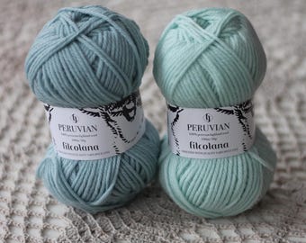 Filcolana PERUVIAN Highland wol 50g Kleuren 281 Rime Frost en 333 Seafoam