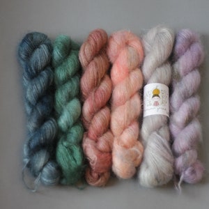 Maruma HDY Fine Kid Mohair Hand dyed yarn Super soft yarn Art yarn OOAK Kid silk yarn Lace weight yarn