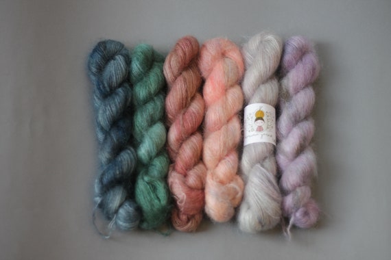 Hand-Dyed Kid Mohair Silk Yarn, Lace Weight, Art Yarn