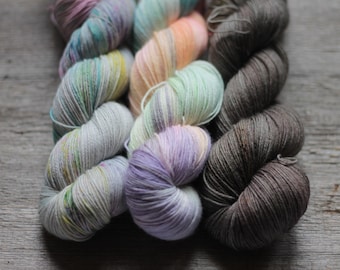 Hand dyed merino wool sock yarn Fingering weight BFL Superwash sock yarn