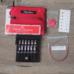 ChiaoGoo Twist SHORTIES Set M 5cm and 8cm (2&#39;&#39; and 3&#39;&#39;)  Interchangeable Needle Set 2-3.25 mm