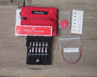 ChiaoGoo Twist SHORTIES Set M 5cm and 8cm (2'' and 3'')  Interchangeable Needle Set 2-3.25 mm